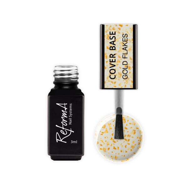 Gel Polish Cover Base - Gold Flakes, 3ml